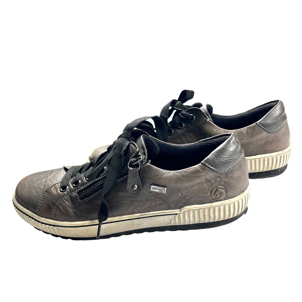 Remonte Maditta D0700 Leather Sneakers 40 Metallic Gray Brown Comfort Walking - Picture 3 of 10